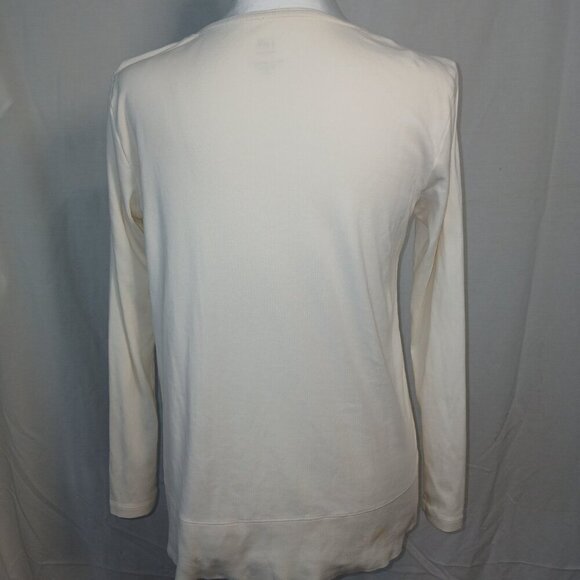 J.JILL PERFECT PIMA, IMCREAM, HIGH\LOW LONG SLEEVE TOP, SIZE SMALL PETITE - Picture 4 of 7